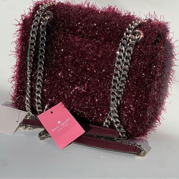 Kate Spade NWT small flap crossbody purse, cherry tinsel $339 - Picture 9 of 9